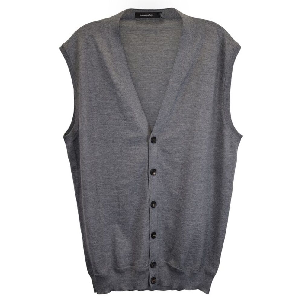 Ermenegildo Zegna Button Front Vest in Gray Wool